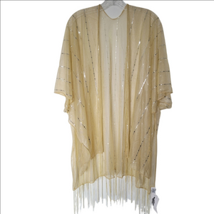 Jessica McClintock Sheer Gold Kimono with Silver Highlights
